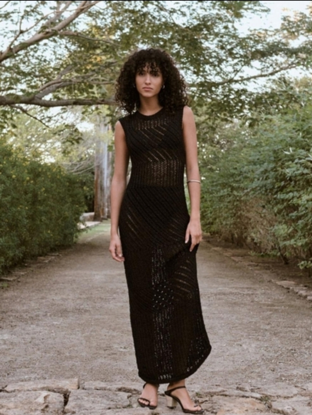 Banana Republic cotton blend open stitch maxi dress Black - Picture 5 of 5